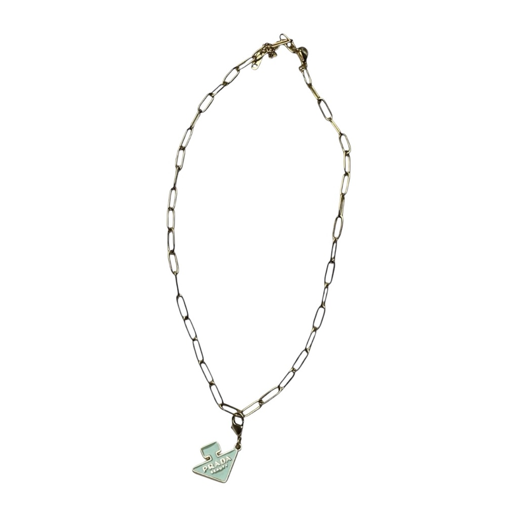 New In Bag Prada Beauty Green Vip Pendant Necklace 18 Chain 50$